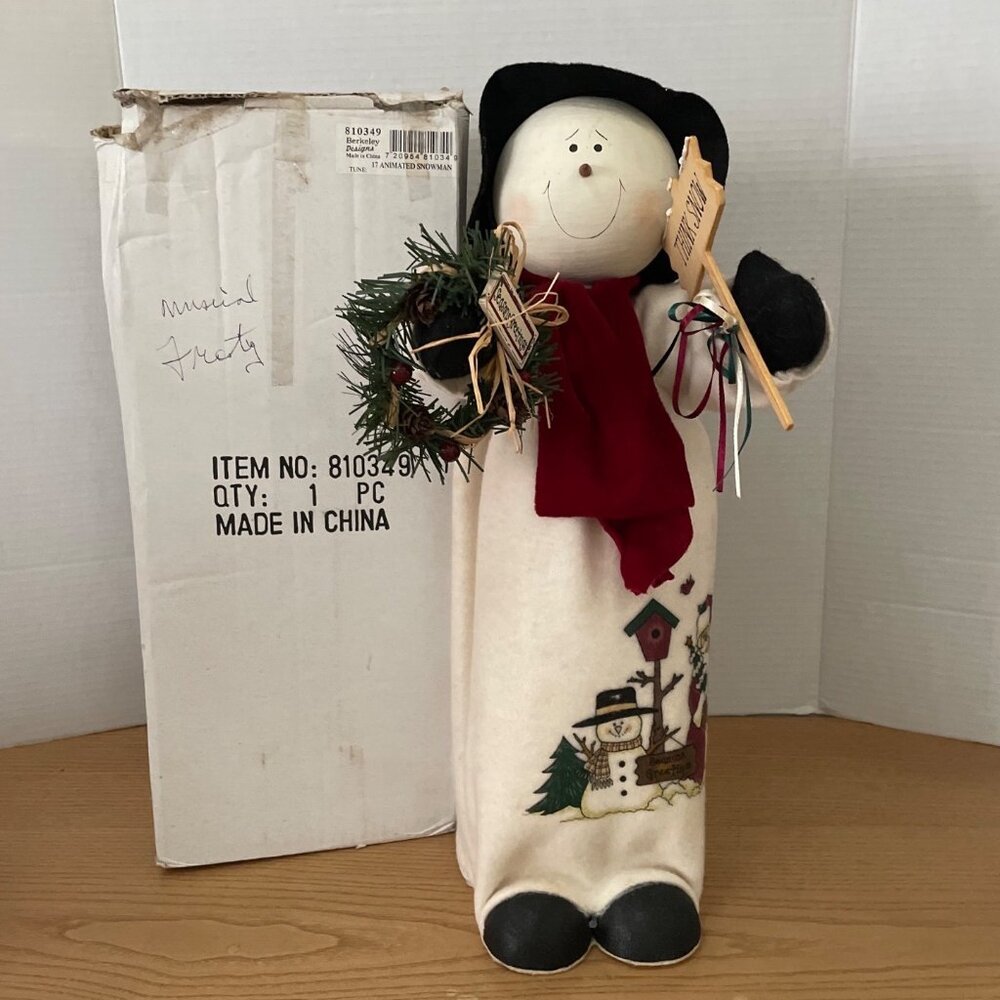 Vtg Berkeley Designs Animated Christmas Snowman Lights Sings Jingle Bells VIDEO